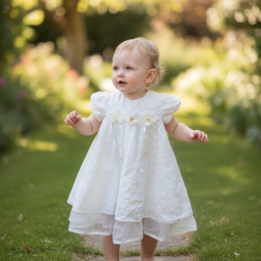 Elegant White Lace Baby Dress